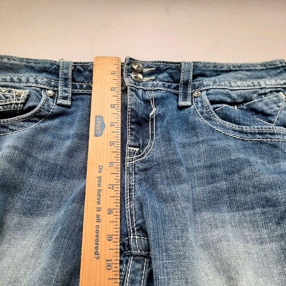 Vigoss New York Capri Jeans Womens 13/14 Thick Stitch Western Cowgirl‎ Bling - Picture 11 of 13
